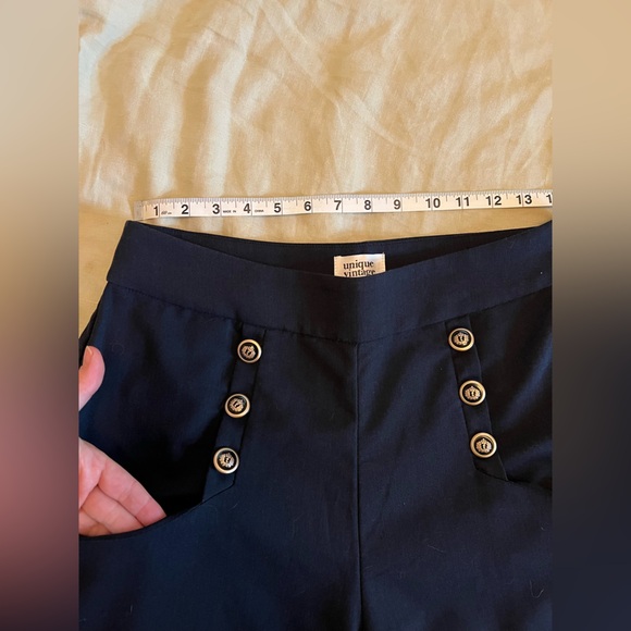Unique Vintage Navy Trousers with Button Accent - Picture 4 of 7